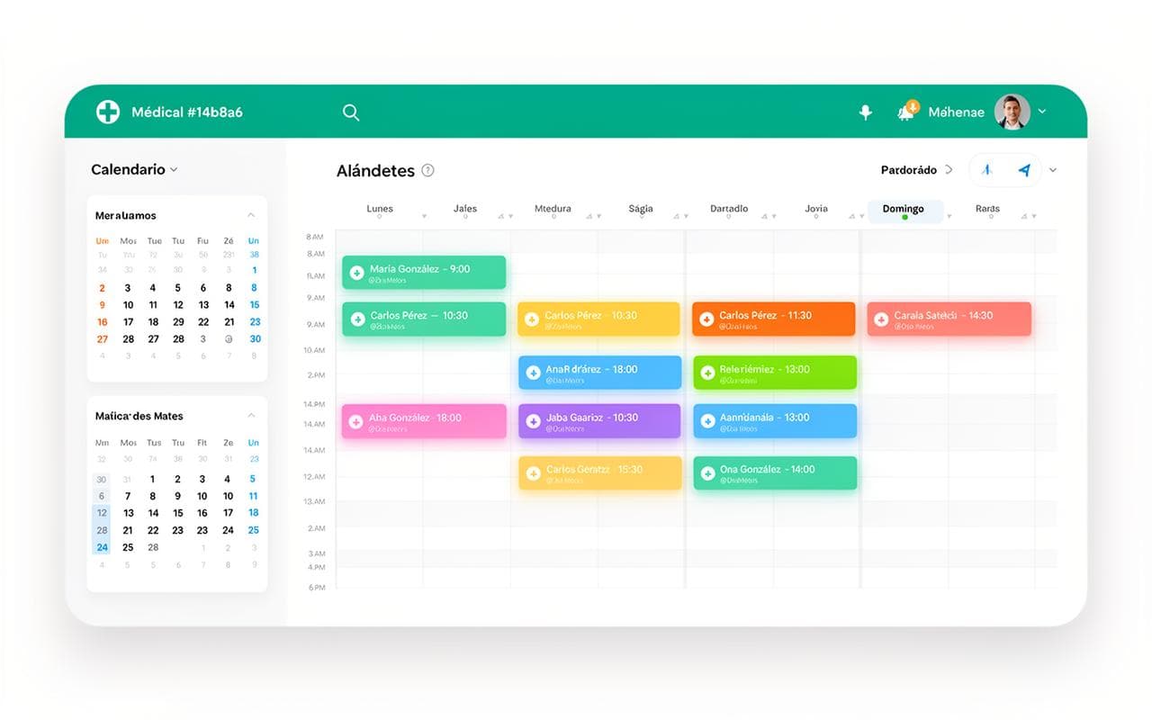Calendario semanal de agenda de citas médicas online con turnos programados y recordatorios automáticos por WhatsApp en Paraguay